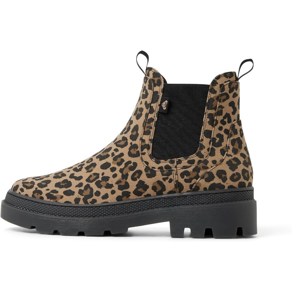 Chic Women's Size 9.5 Ankle Boots - Water-Resistant Leopard Print Design